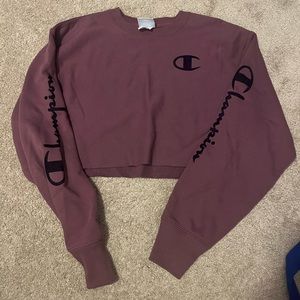 Cropped champion Crewneck barely worn: size- large/XL color-plum